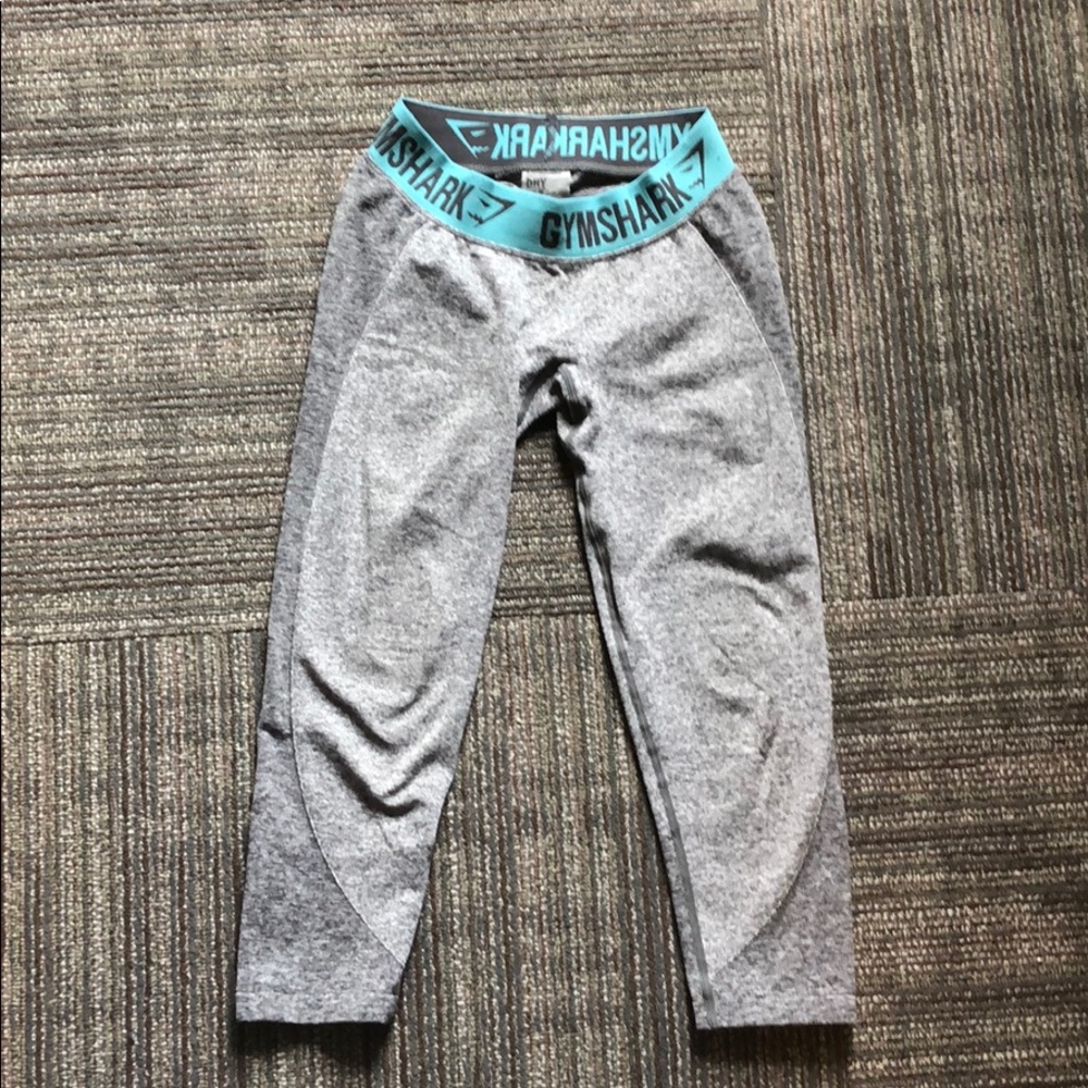 Gymshark Cropped Flex Leggings (Charcoal/Teal)